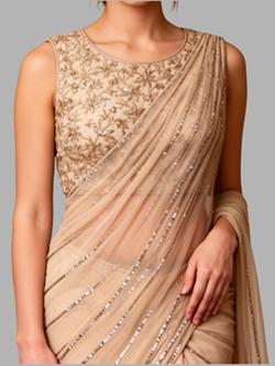 beige georgette saree