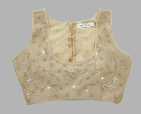 classy neutral beige saree blouse