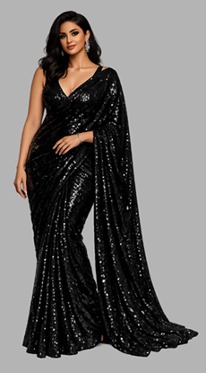 glamorous black saree outfit