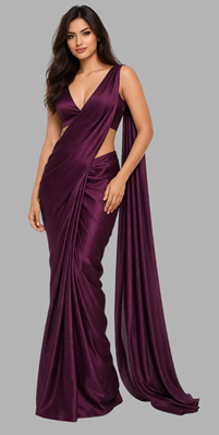 glossy satin saree