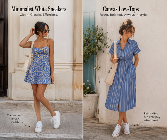 White Sneakers for Dresses